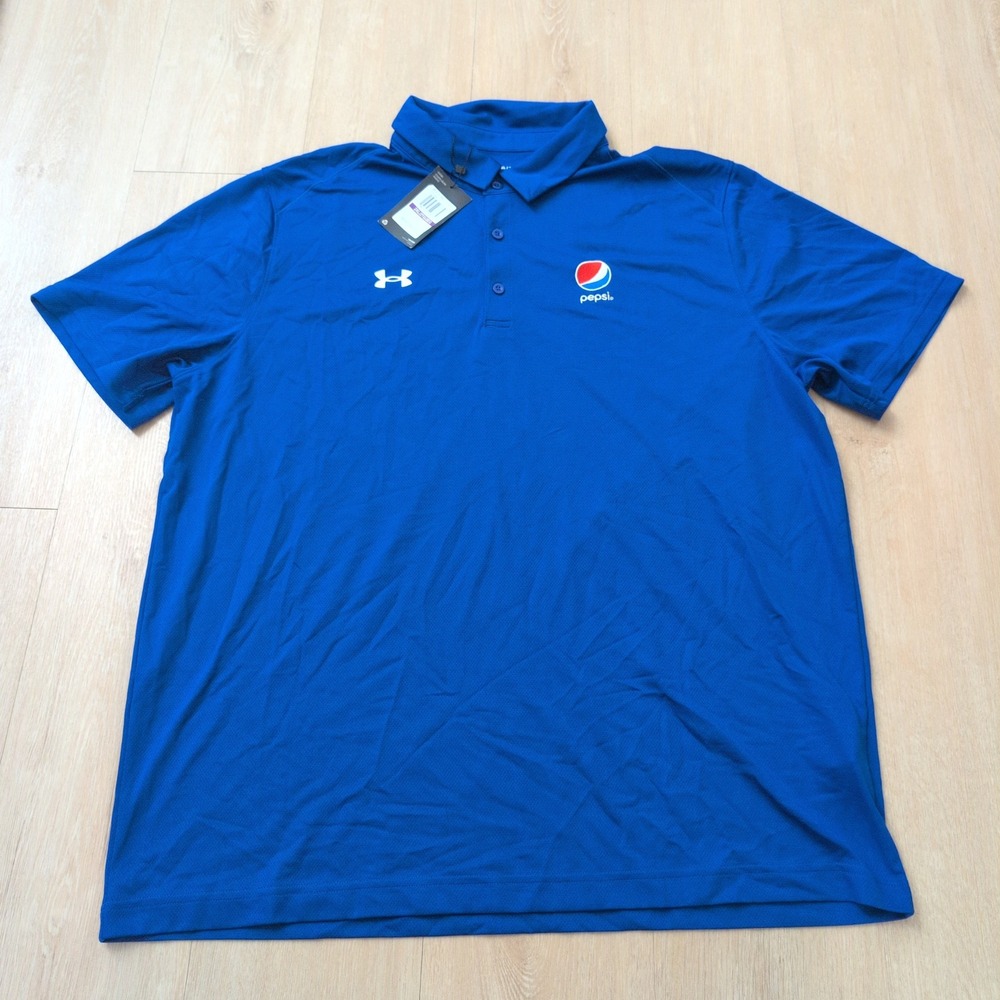 Under Armour Mens Pepsi Logo Performance Polo Shirt Blue 2XL Golf Sports